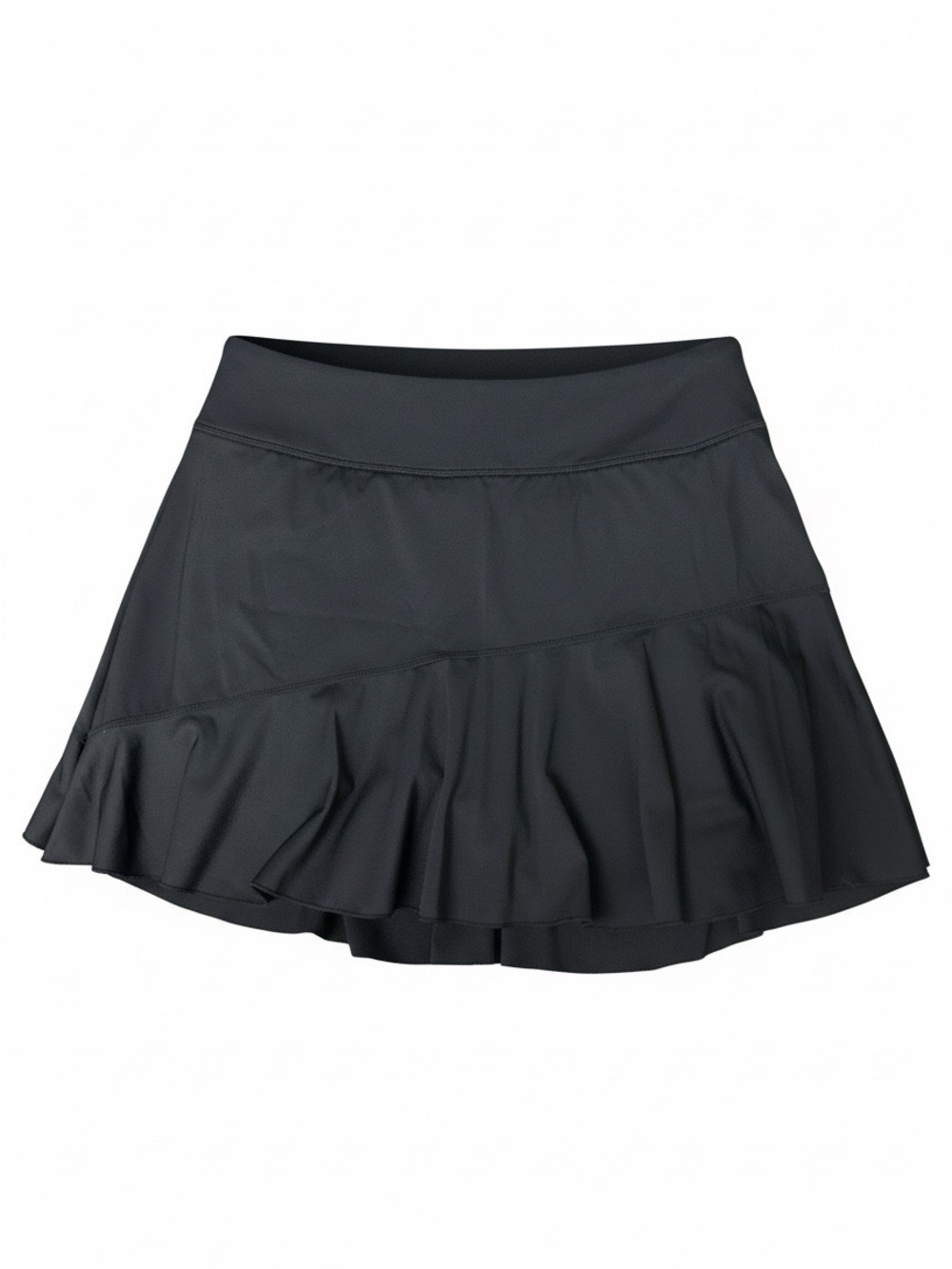 Women's Black Ruffle Skater Skirt - Athletic Style